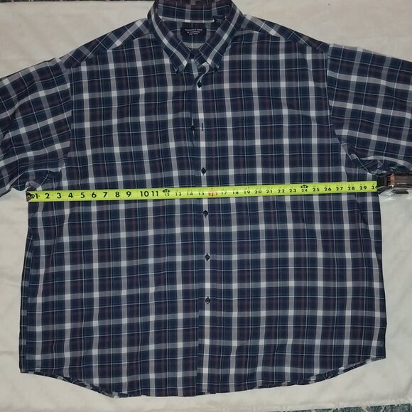 Roundtree & Yorke Easy-Care Plaid Short Sleeve Button-Up Shirt – Men’s 3XL (Pre- - Picture 2 of 4